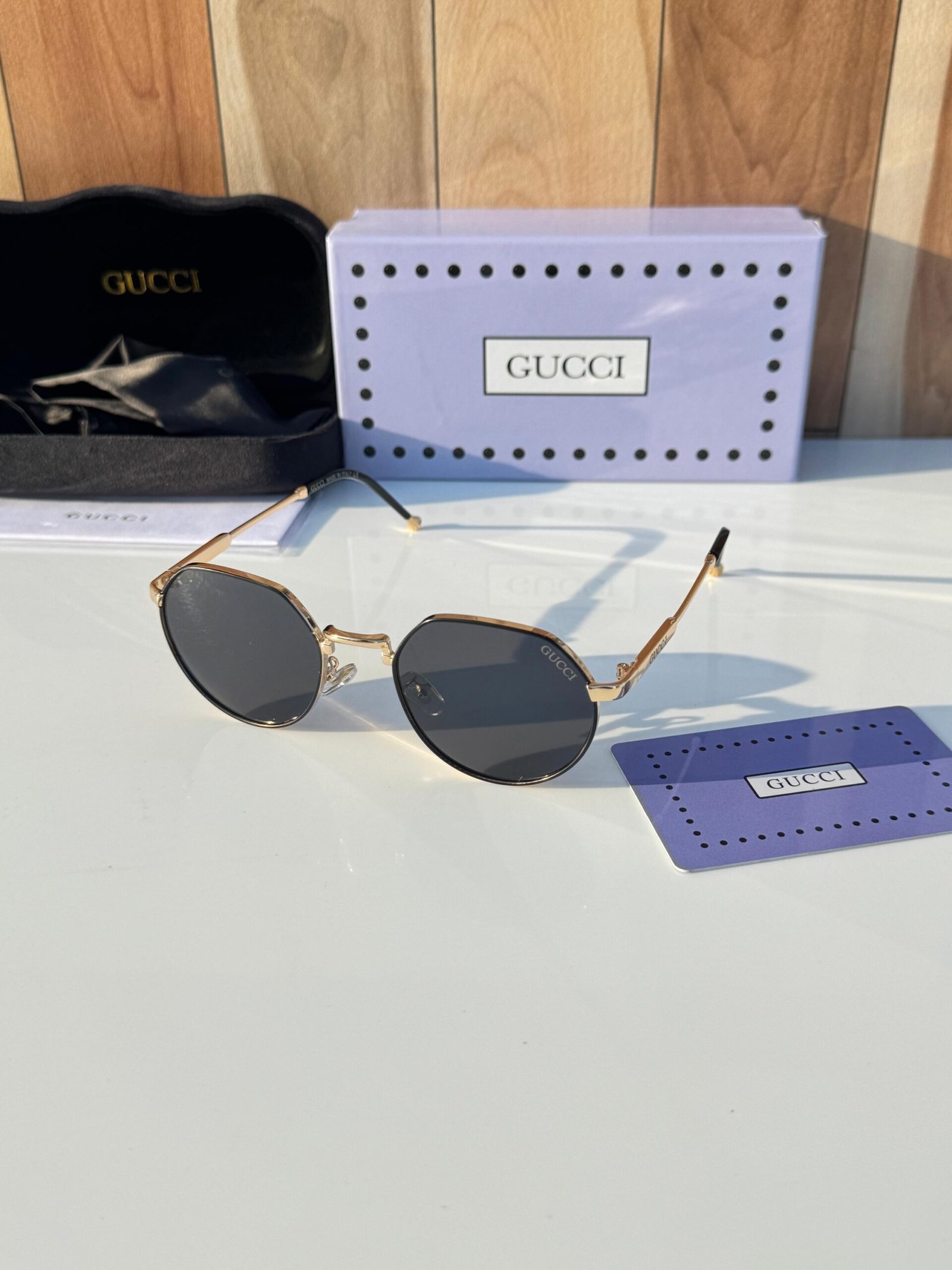 Gucci 351 Gold Black Sunglasses – Luxury Designer Eyewear